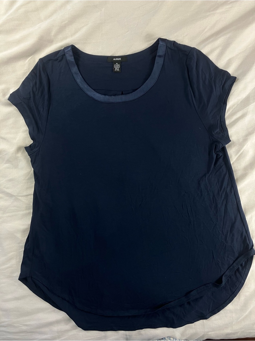 Alfani Blue Plus Satin-Trim High-Low T-Shirt